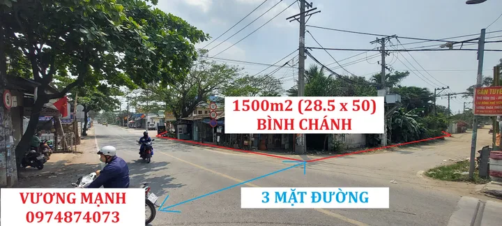 SIÊU PHẨM 3 MẶT ĐƯỜNG 1500M² ĐẤT, NGANG 28,5M, BÌNH CHÁNH, HCM