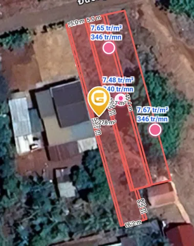 Bán đất 277.5m² có sẵn 60m² thổ cư ngang 5.0m giá 1.75 tỷ tại Phường Tân An