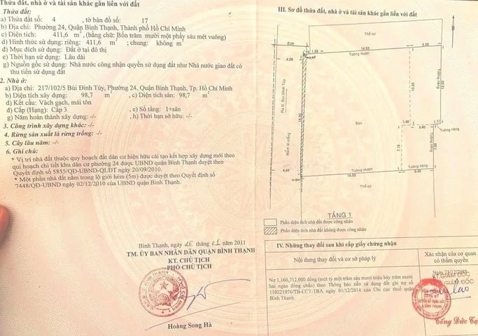 Chính Chủ Bán Nhà Hẻm 217/102/5 Bùi Đình Tuý – Giá 53 tỷ
