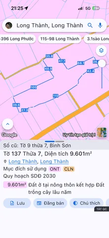 Bán đất 9601.3m² có sẵn 300m² thổ cư ngang 35m giá 42 tỷ tại Xã Long Thành
