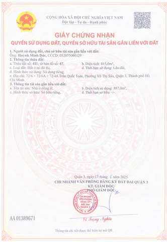Chính Chủ Bán Nhà Hẻm 72/6 Trần Quốc Toản – Giá 320 tỷ