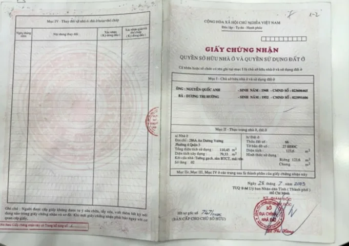 Chính Chủ Bán Nhà Mặt tiền 286A An Dương Vương – Giá 75 tỷ