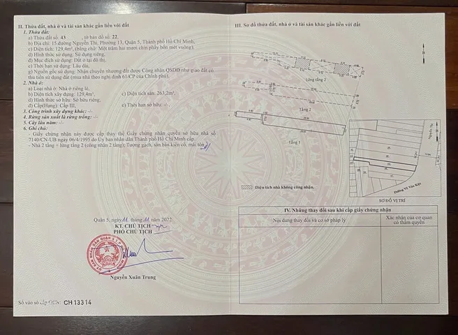 Cần Bán Nhà Mặt tiền 15 Nguyễn Thi – Giá 33 tỷ