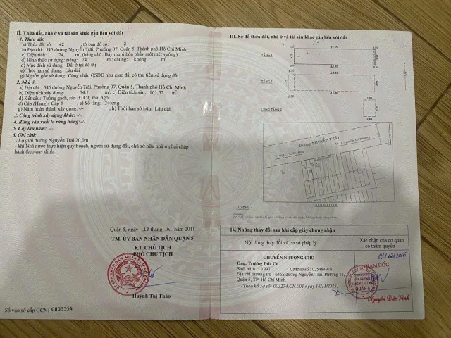 Chính Chủ Bán Nhà Mặt tiền 545 NGUYỄN TRÃI – Giá 27 tỷ
