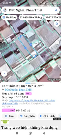 Bán đất 36m² full thổ cư ngang 3m giá 1.5 tỷ tại Phường Phan Thiết