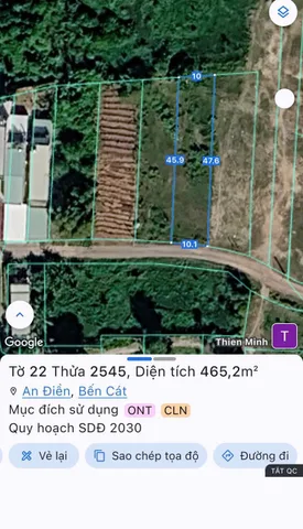 Bán đất vườn An điền, Bến Cát, Bình Dương. Diện tích 10x45m thổ cư 100m2. Giá 2ty900