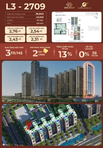 Chính xác 520 triệu sở hữu ngay căn hạng sang 1PN 43m2 cách Hà Nội 15p di chuyển chiết khấu tới 13%