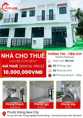 NHÀ PHỐ CHO THUÊ NGAY KCN PHƯỚC ĐÔNG – FULL TIỆN ÍCH – DỌN VÀO Ở NGAY