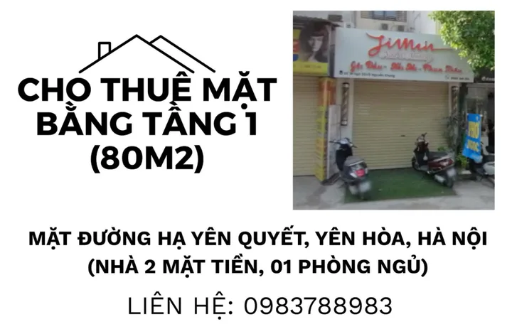 Cho thuê mặt bằng kinh doanh, đi lại sầm suất, phố Hạ Yên, Cầu Giáy, Hà Nôi