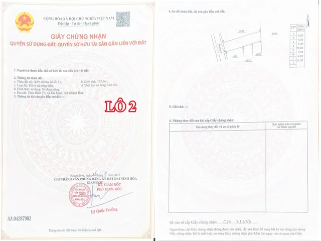 Đất nền 103m2 thổ cư tại Xã Ninh Bình, 480 triệu, sổ đỏ công chứng ngay