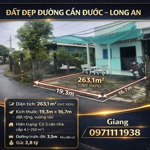 Nhà rộng đất vuông Cần Đước Long An