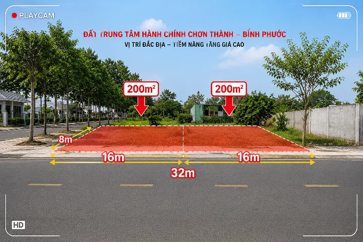 Đất đẹp Chơn Thành, Bình Phước – mặt tiền 8m, đường 10m, thuận tiện ở và kinh doanh