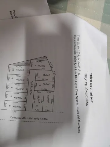 04/2026.Bán đất 62m² full thổ cư ngang 5,2m giá 450 triệu tại Phường Lưu Kiếm( Liên Khê). liên hệ 0362558882