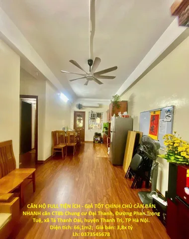 CĂN HỘ FULL TIỆN ÍCH - GIÁ TỐT CHÍNH CHỦ CẦN BÁN NHANH căn CT8b Chung cư Đại Thanh, h. Thanh Trì HN