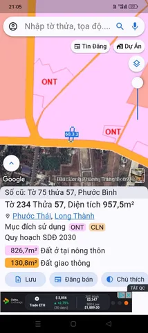 10M NGANG MẶT TIỀN PHƯỚC BÌNH GIÁP THÀNH PHỐ HCM GIá bán 8ti 500