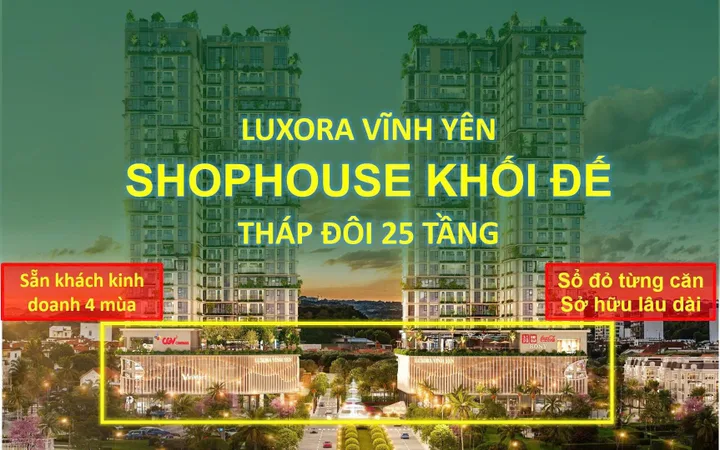 DUY NHẤT 1 CĂN SHOPHOUSE KHỐI ĐẾ LUXORA – 3 LỐI VÀO, ĐÓN TRỌN DÒNG TIỀN