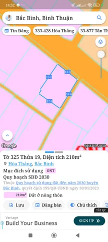 Bán đất 210m² full thổ cư ngang 12m giá 2 tỷ tại Xã Hòa Thắng