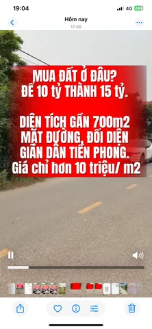VIP
👑👑👑 MUA ĐẤT Ở ĐÂU? ĐỂ 10 tỷ THÀNH 15 tỷ. DIỆN TÍCH GẦN 700m2 MẶT ĐƯỜNG, ĐỐI DIỆN GIÃN DÂN TIỀN PHONG, HƯNG YÊN. Giá chỉ hơn 10 triệu/ m2