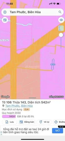 Bán đất 545.7m² ngang 9m giá 2.5 tỷ tại Phường Tam Phước