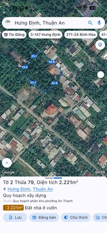 Bán đất 2278.5m² có sẵn 600m² thổ cư ngang 43m giá 23 tỷ tại Phường Thuận An