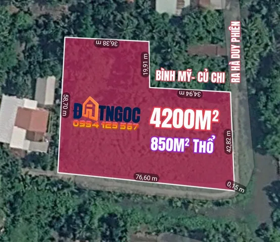 Bán đất 4200m² có sẵn 860m² thổ cư ngang 32m giá 28 tỷ tại Đường Hà Huy Giáp 2 Xã Bình Mỹ