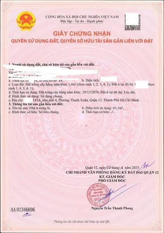 Bán thửa 1091 tờ 15 , P.Thạnh Xuân, Quận 12 - 183A Khu phố 4, Phường Thạnh Xuân, Quận 12