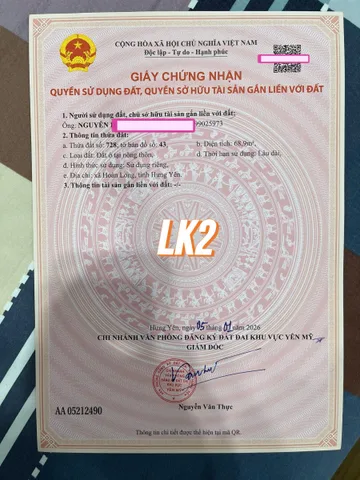 Bán đất 68,9m² full thổ cư ngang 5,98m giá 2.24 tỷ tại Xã Hoàn Long