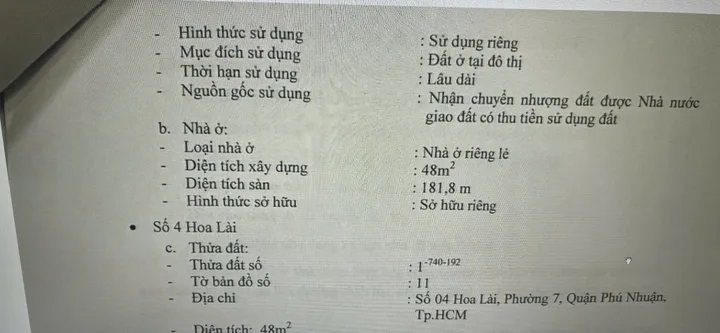 Chính Chủ Bán Nhà Mặt tiền 03 Hoa Trà – Giá 34 tỷ