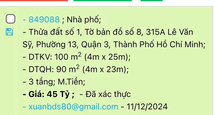 Cần Bán Gấp Nhà Mặt tiền 301A Lê Văn Sỹ