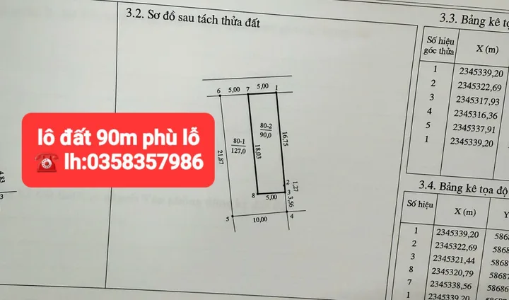 Bán đất 90m² full thổ cư ngang 5m giá 5.53 tỷ tại Xã Sóc Sơn