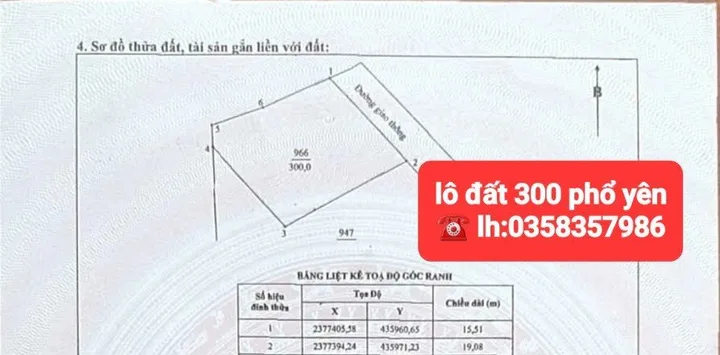 Bán đất 300m² full thổ cư ngang 15.51m giá 1.9 tỷ tại Phường Phổ Yên