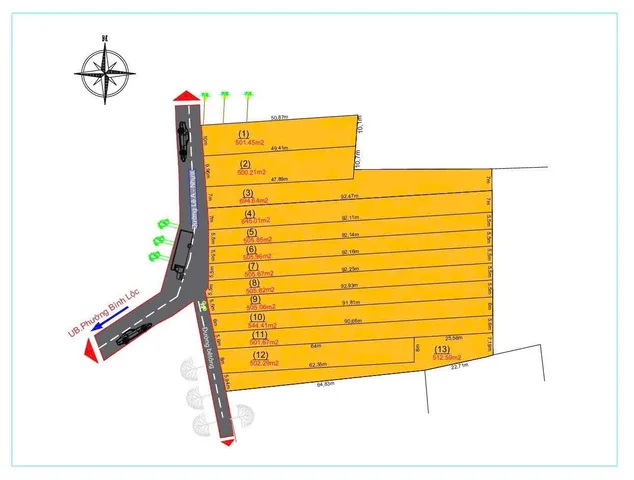 Bán đất 501.8m² ngang 5.6m giá 800 triệu tại Đường Bình Lộc Phường Bình Lộc