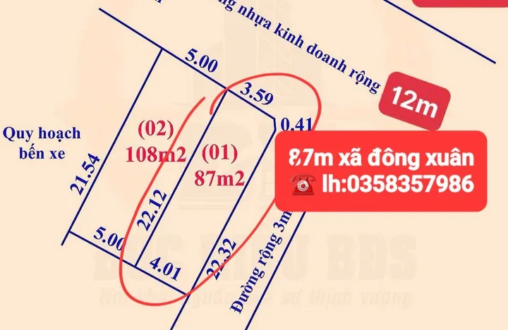 Bán đất 87m² full thổ cư ngang 4.01m giá 4.82 tỷ tại Xã Sóc Sơn