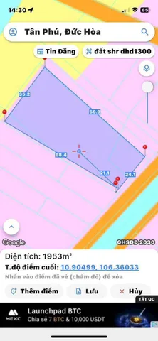 Bán đất mt đường nhựa Ấp Chánh, xã Tân Phú, Đức Hòa dt 2222m2 ( 2000m2 thổ) giá 12 tỷ