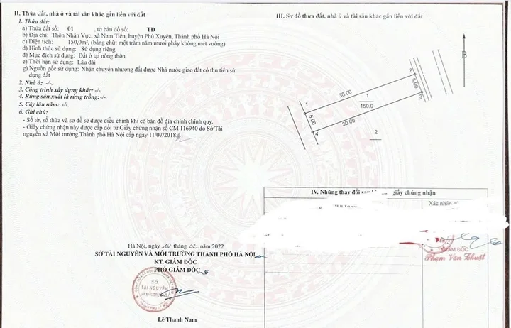 Bán đất 150m² full thổ cư ngang 5m giá 5.4 tỷ tại Xã Phú Xuyên