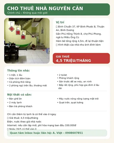 Nhà nguyên căn chính chủ gần ngã tư miếu ông Cù