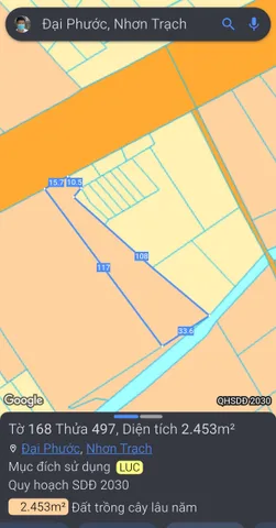 Bán đất 2463m² ngang 15.7m giá 8.56 tỷ tại Đường Phạm Thái Bường Xã Đại Phước