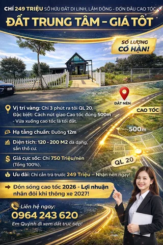 Đất Lâm Đồng 140 m² giá 249 triệu , gần cao tốc 500m