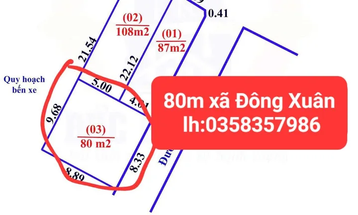 Bán đất 80m² full thổ cư ngang 8.33m giá 3 tỷ tại Xã Sóc Sơn