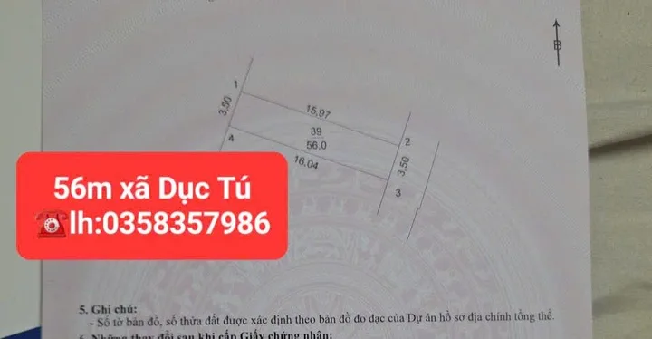 Bán đất 56m² full thổ cư ngang 3.5m giá 6.8 tỷ tại Xã Đông Anh