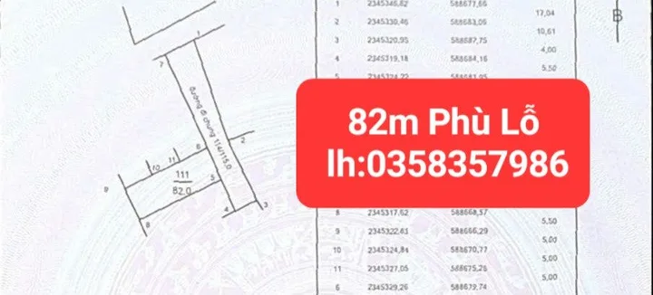 Bán đất 82m² full thổ cư ngang 5.5m giá 3.5 tỷ tại Xã Sóc Sơn