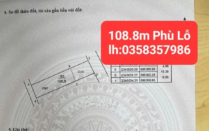 Bán đất 108.8m² có sẵn 75m² thổ cư ngang 4.84m giá 4.05 tỷ tại Xã Sóc Sơn