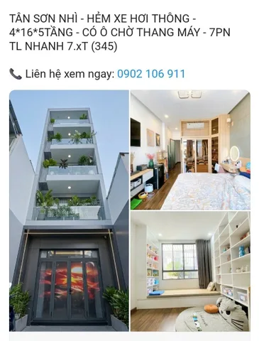 TÂN SƠN NHÌ - HẺM XE HƠI THÔNG - 4*16*5TẦNG - CÓ Ô CHỜ THANG MÁY - 7PN 
TL NHANH 7.xT (345)

📞 Liên hệ xem ngay: 0902 106 911