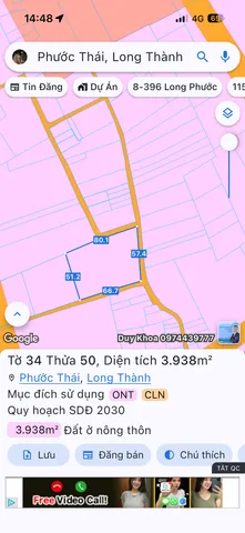 Bán đất 3938m² có sẵn 140m² thổ cư ngang 51m giá 16 tỷ tại Xã Phước Thái