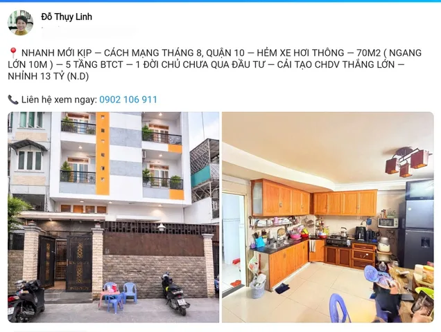📍 NHANH MỚI KỊP — CÁCH MẠNG THÁNG 8, QUẬN 10 — HẺM XE HƠI THÔNG — 70M2 ( NGANG LỚN 10M ) — 5 TẦNG BTCT — 1 ĐỜI CHỦ CHƯA QUA ĐẦU TƯ — CẢI TẠO CHDV THẮNG LỚN — NHỈNH 13 TỶ (N.D)

📞 Liên hệ xem ngay: 0902 106 911