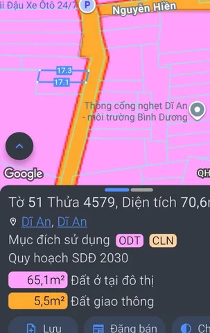 ĐẤT MẶT TIỀN NGUYỄN HIỀN DĨ AN 71M2 - VỊ TRÍ KINH DOANH TỐT - 3.85 TỶ