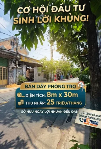 🔴Bán dãy nhà trọ Bà Điểm sát Quốc.lộ 1A ngang 8x29m giá 11ty990 tại Tiền Lân