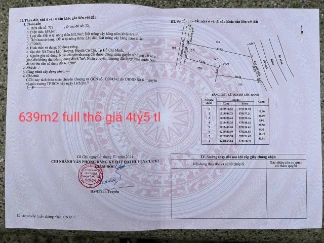 Đất Củ Chi Giá Tốt – 2 mặt tiền Trung Lập Thượng, full thổ cư giá chỉ 4 tỷ 500