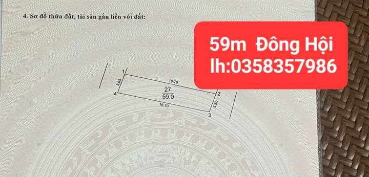 Bán đất 59m² full thổ cư ngang 3.65m giá 7.2 tỷ tại Xã Đông Anh
