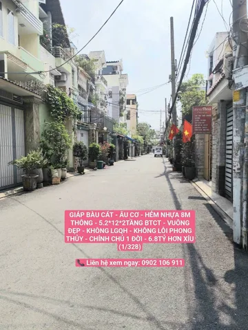 GIÁP BÀU CÁT - ÂU CƠ - HẺM NHỰA 8M THÔNG - 5.2*12*2TẦNG BTCT - VUÔNG ĐẸP - KHÔNG LGQH - KHÔNG LỖI PHONG THỦY - CHÍNH CHỦ 1 ĐỜI - 6.8TỶ HƠN XÍU (1/328)

📞 Liên hệ xem ngay: 0902 106 911